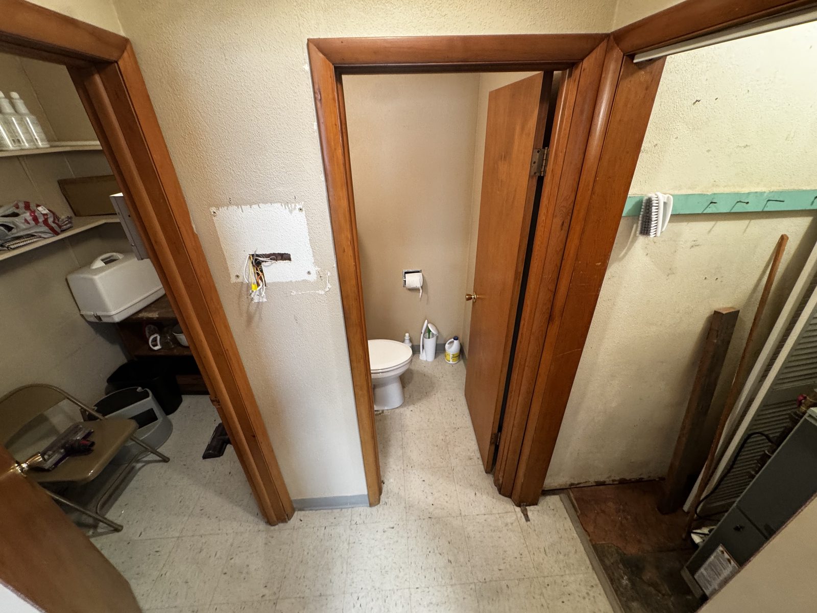 Bathroom off the utility hallway in Suite A