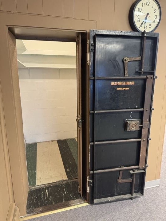 Historic Halls Safe and Lock Co vault from the credit union era, door disabled for safety